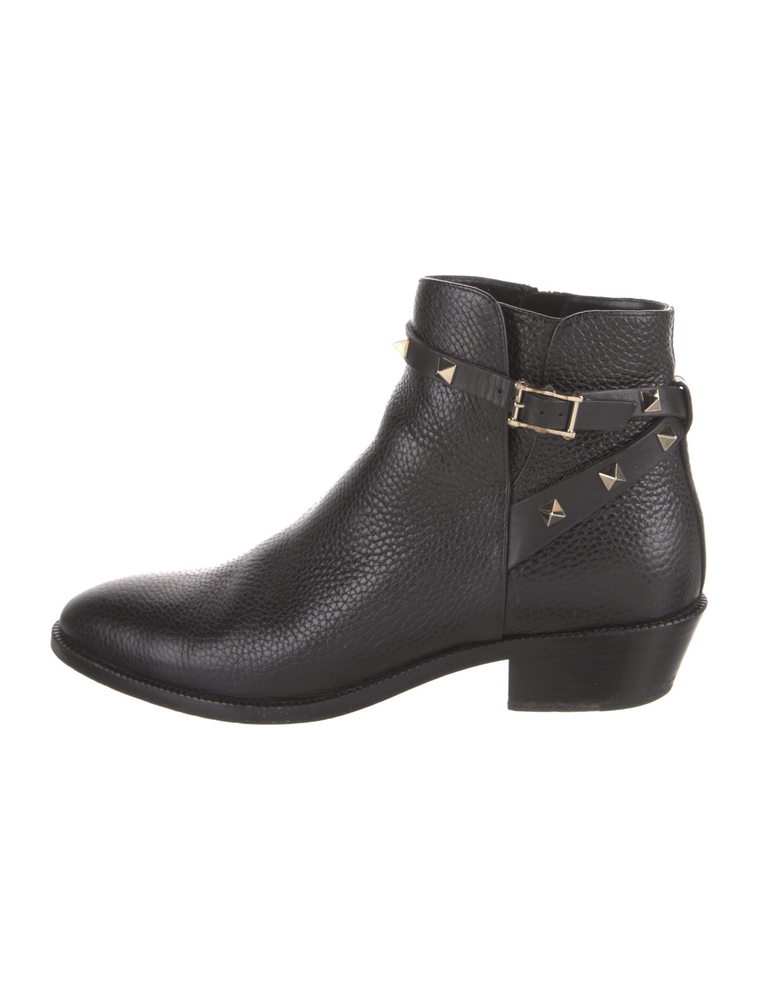 Valentino Rockstud Accents Leather Moto Boots