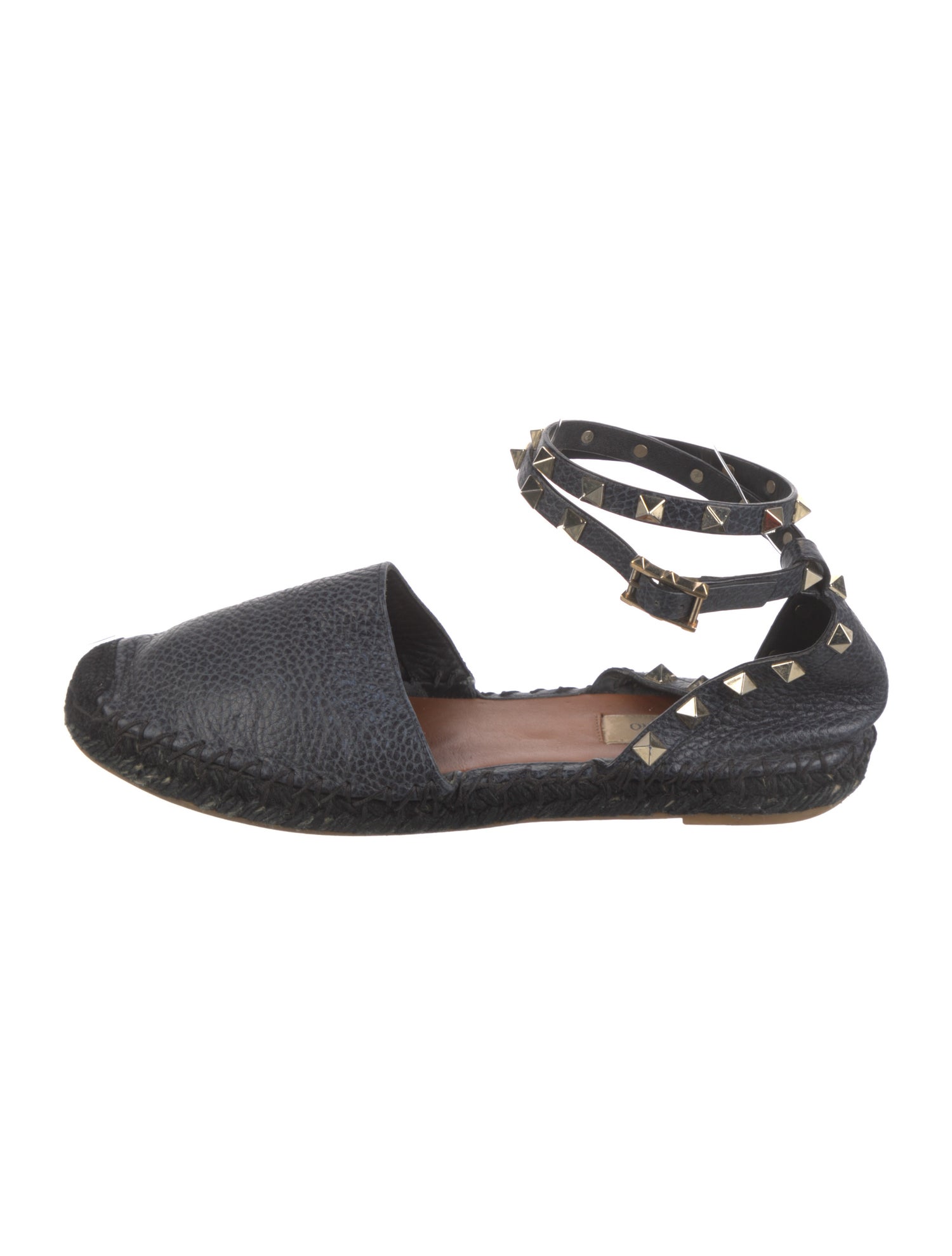 Valentino Rockstud Accents Leather Espadrilles