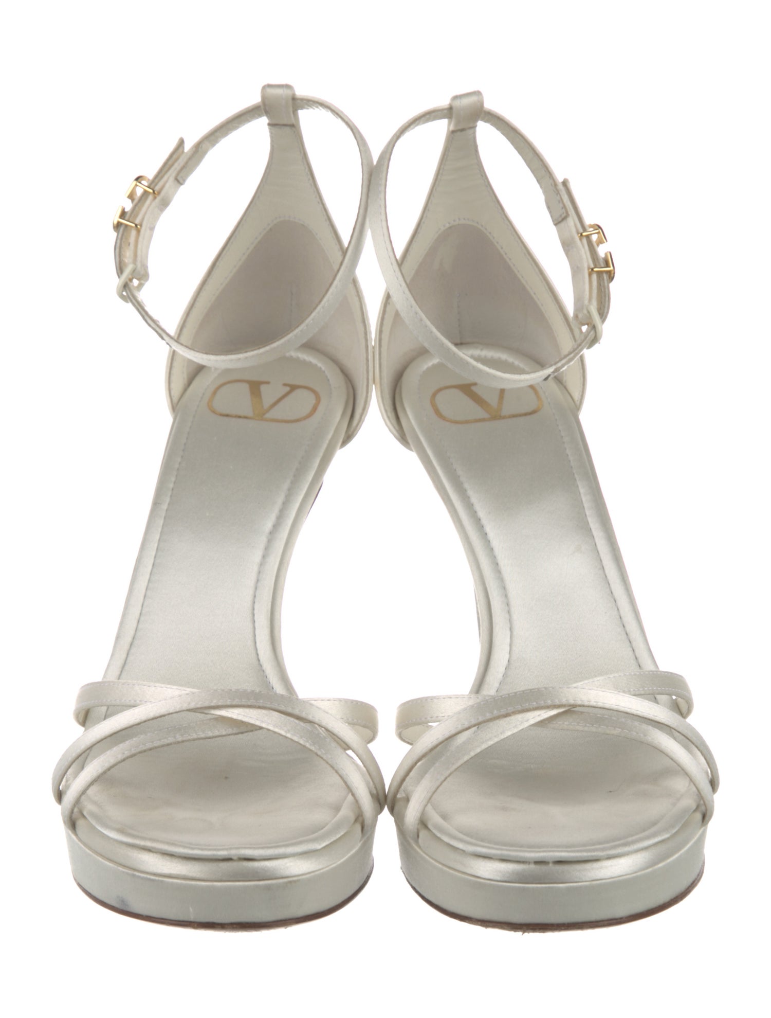 Valentino Rockstud Accents Satin T-Strap Sandals