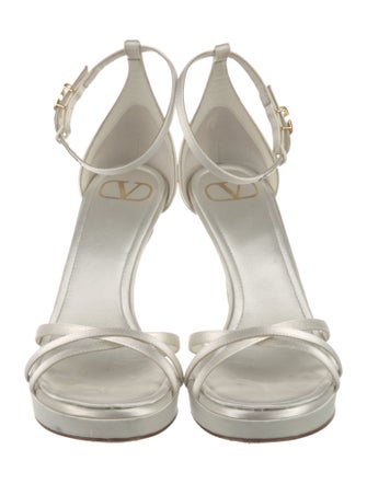 Valentino Rockstud Accents Satin T-Strap Sandals