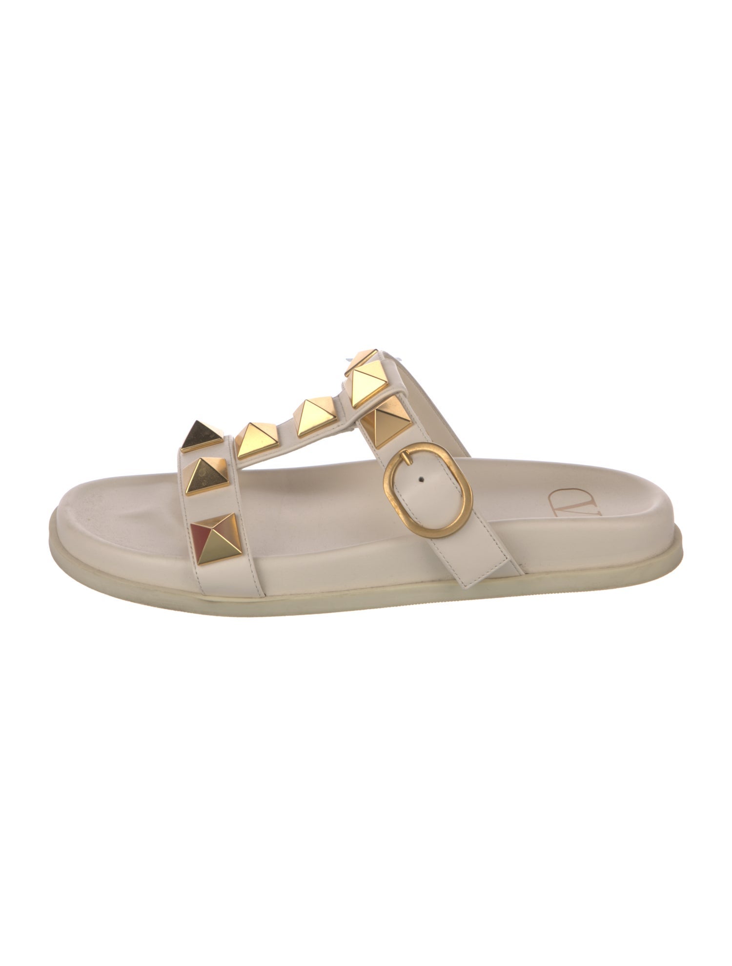Valentino Rockstud Accents Leather Slides