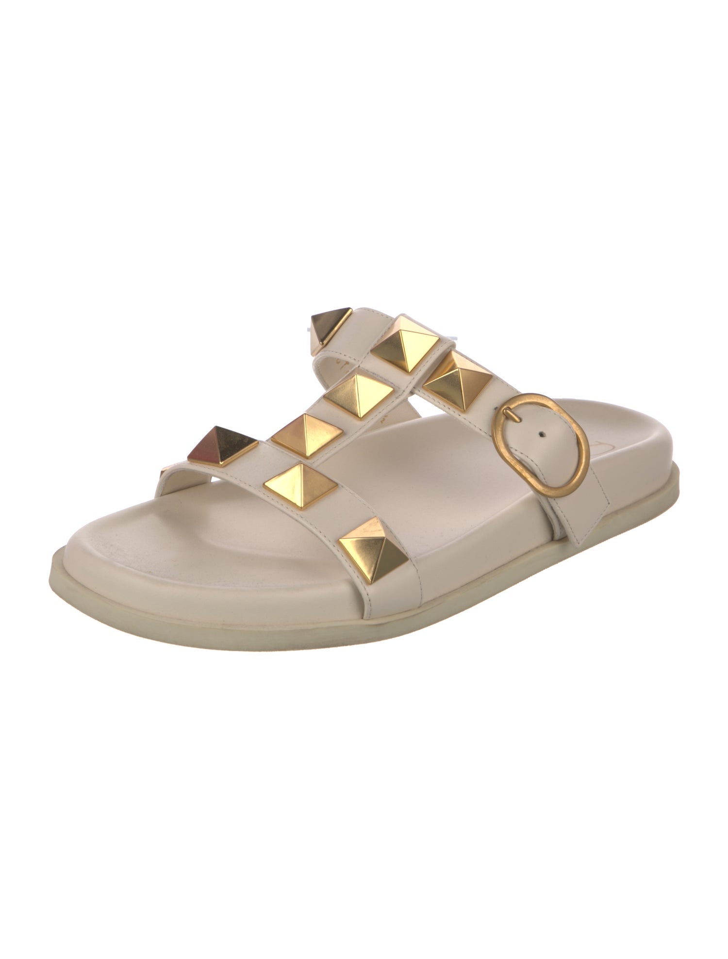 Valentino Rockstud Accents Leather Slides