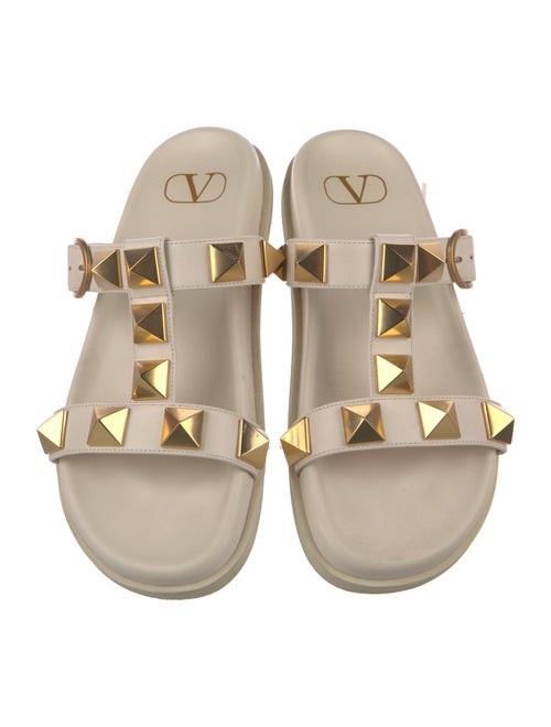 Valentino Rockstud Accents Leather Slides