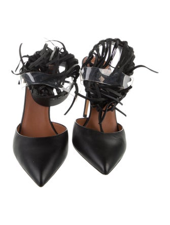 Valentino Leather Fringe Trim Accent D'Orsay Pumps