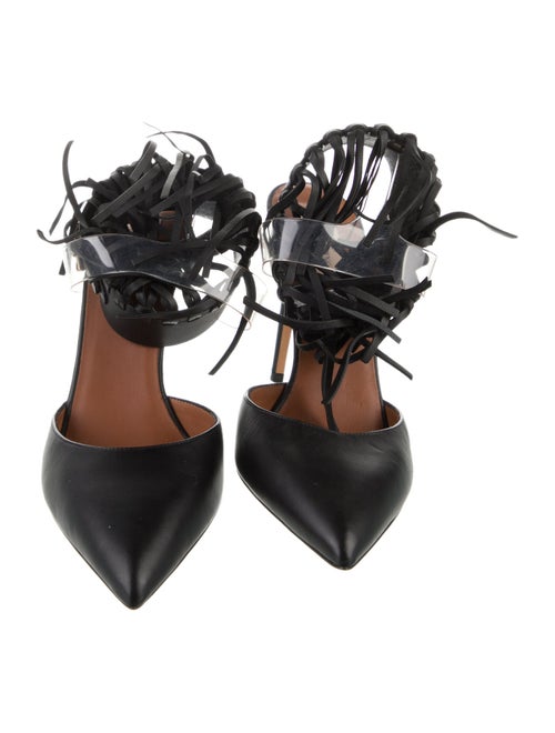 Valentino Leather Fringe Trim Accent D'Orsay Pumps