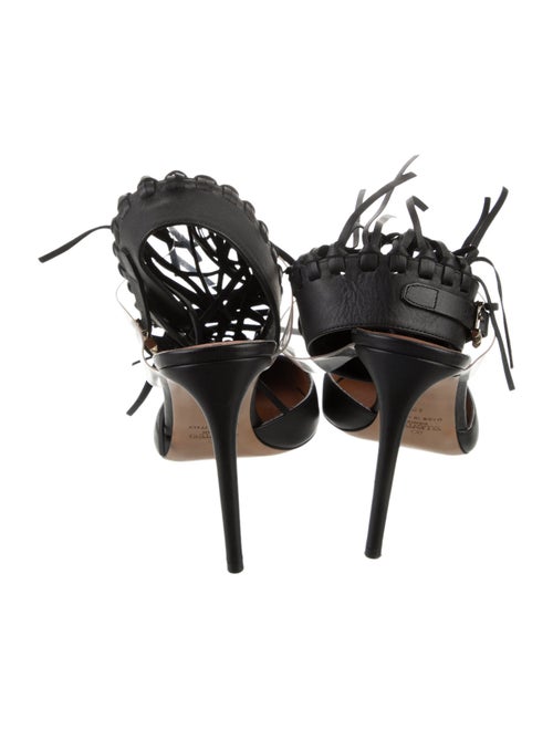 Valentino Leather Fringe Trim Accent D'Orsay Pumps