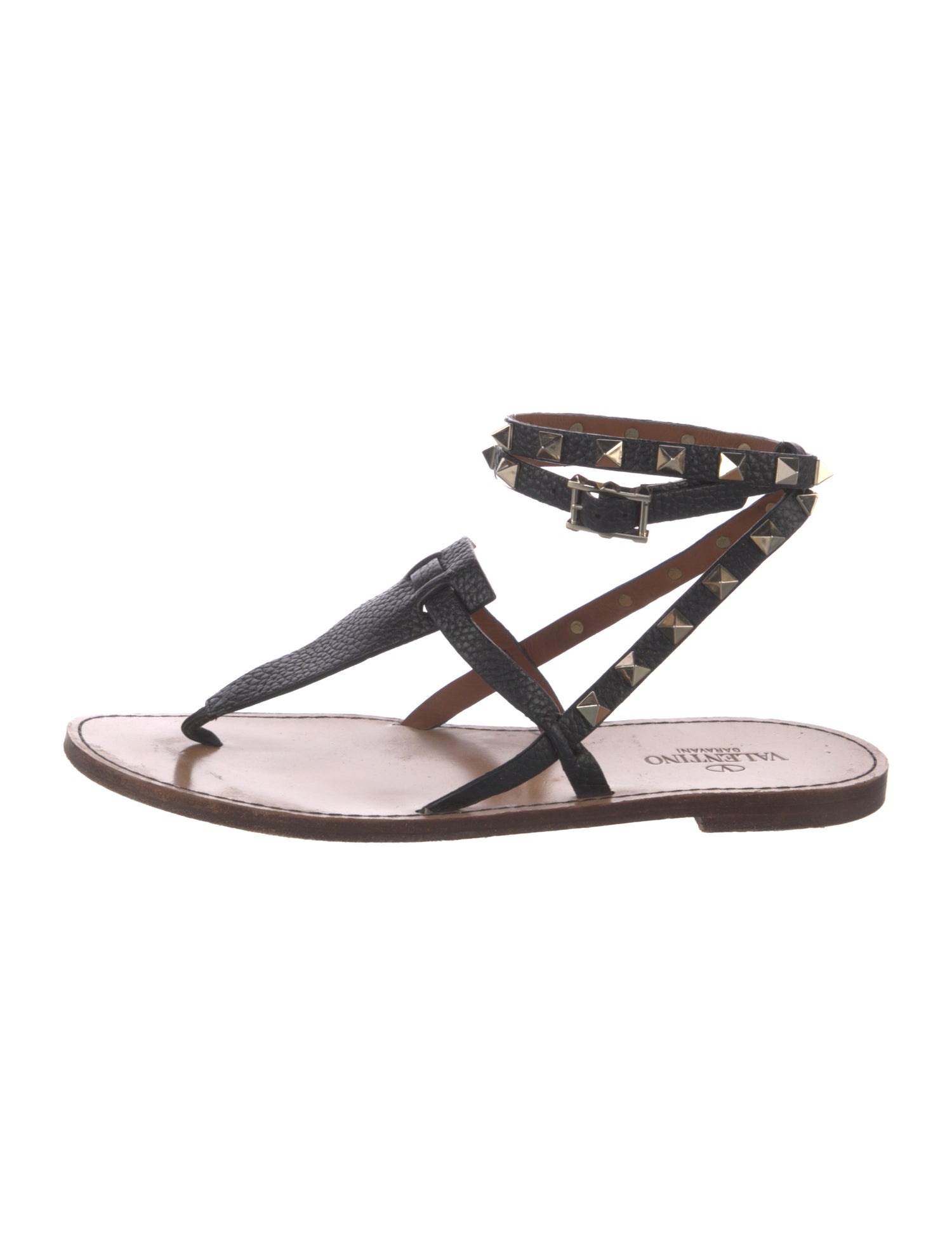 Valentino Rockstud Accents Leather Gladiator Sandals