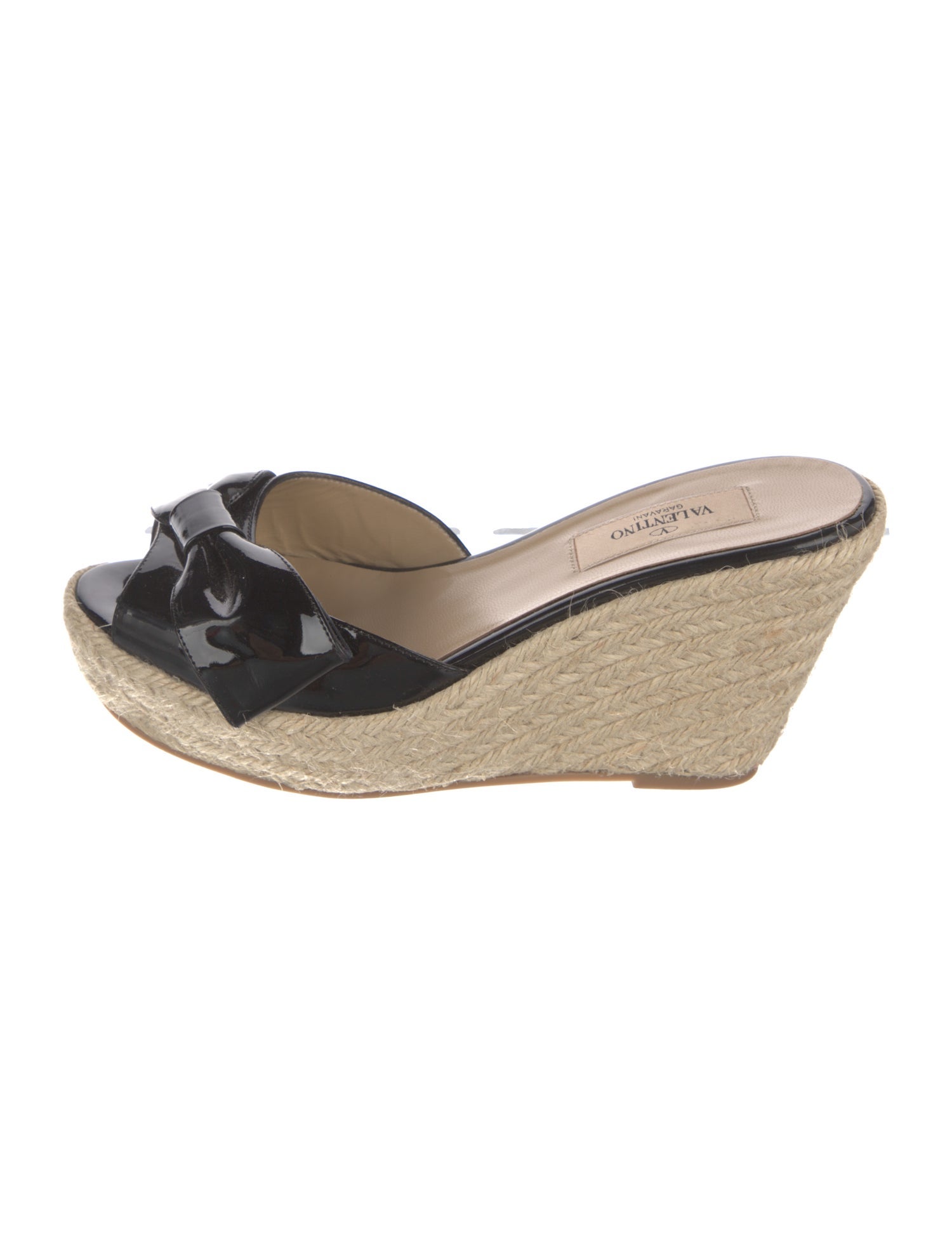 Valentino Patent Leather Bow Accents Espadrilles
