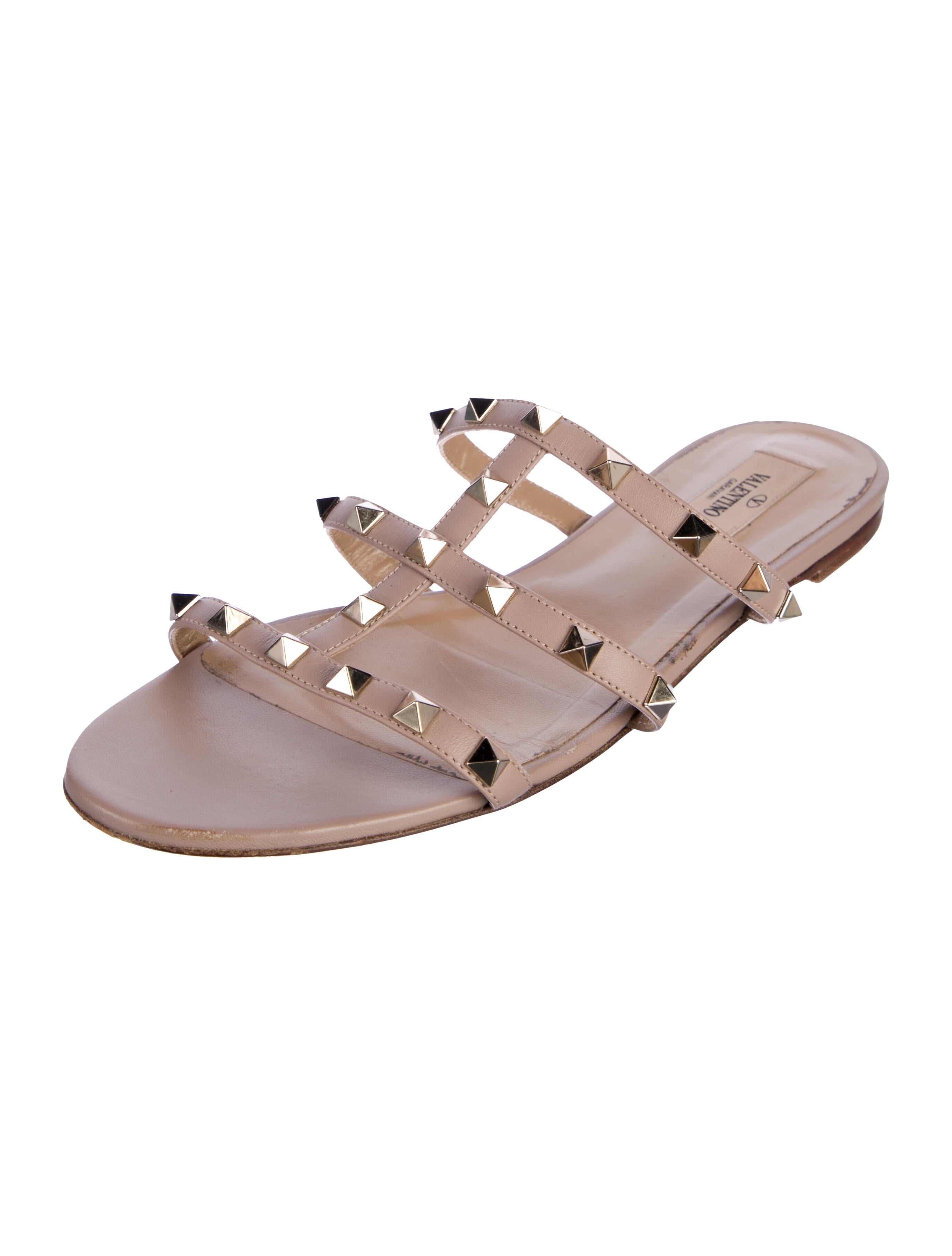 Valentino Rockstud Accents Leather Slides