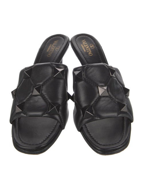 Valentino Leather Studded Accents Slides