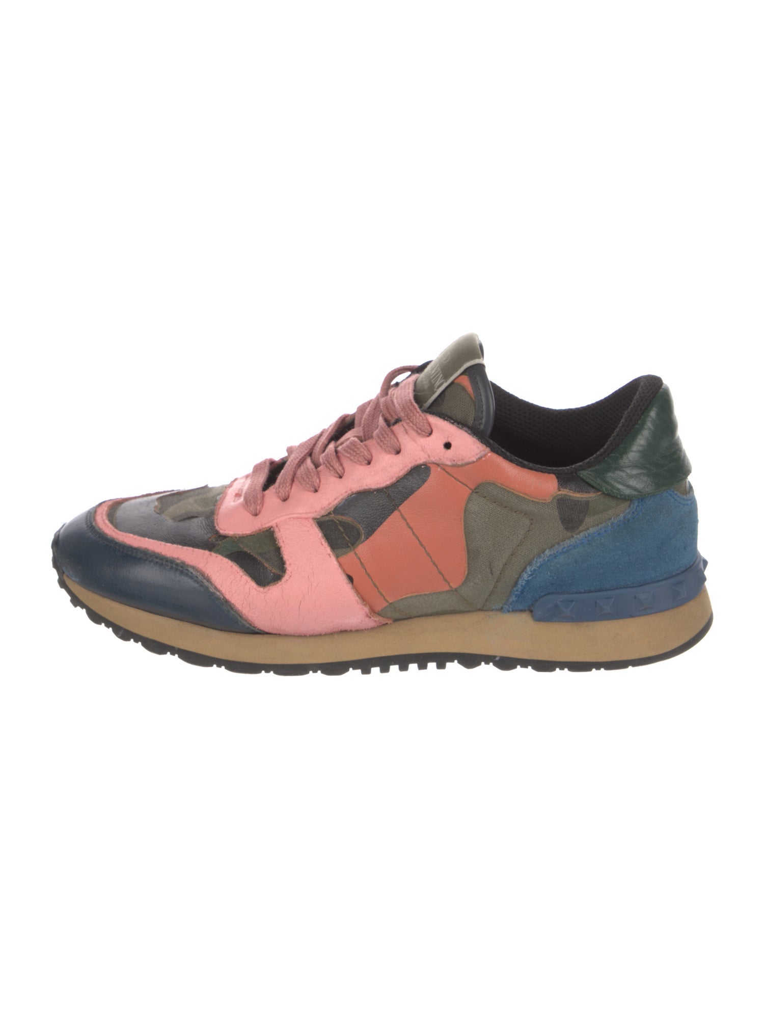 Valentino Rockstud Accents Leather Athletic Sneakers