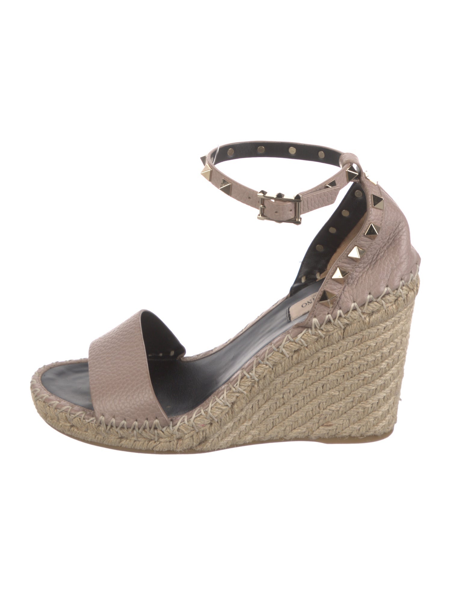 Valentino Leather Studded Accents Espadrilles