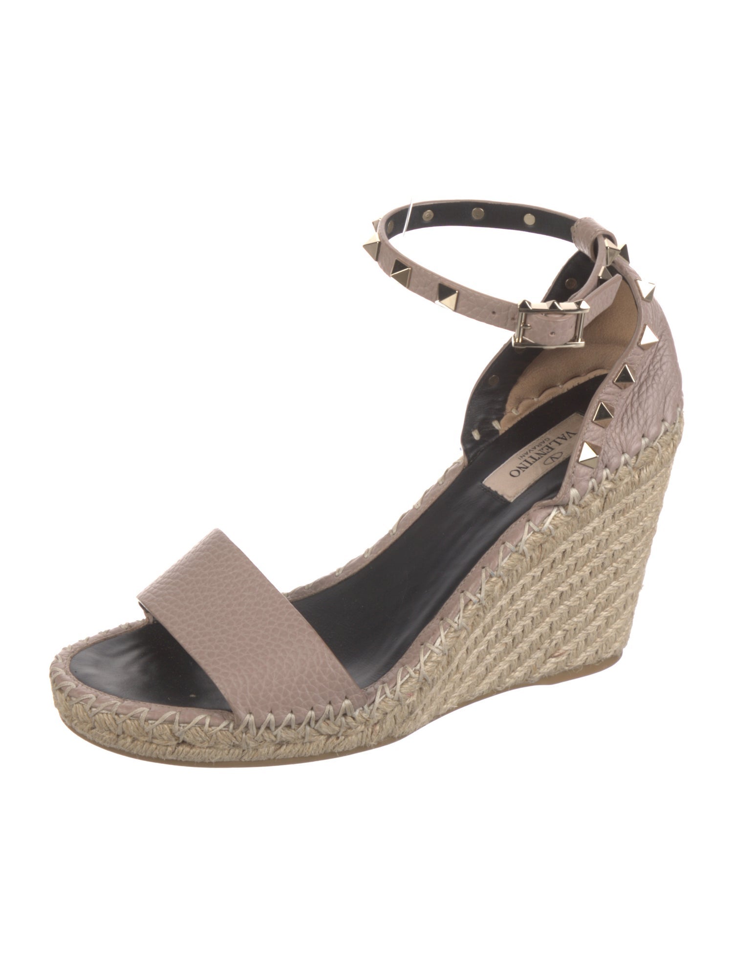 Valentino Leather Studded Accents Espadrilles