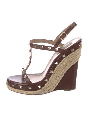 Valentino Sandals Rockstud Accents Leather Espadrilles IT 41 | 11