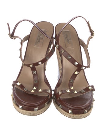 Valentino Rockstud Accents Leather Espadrilles