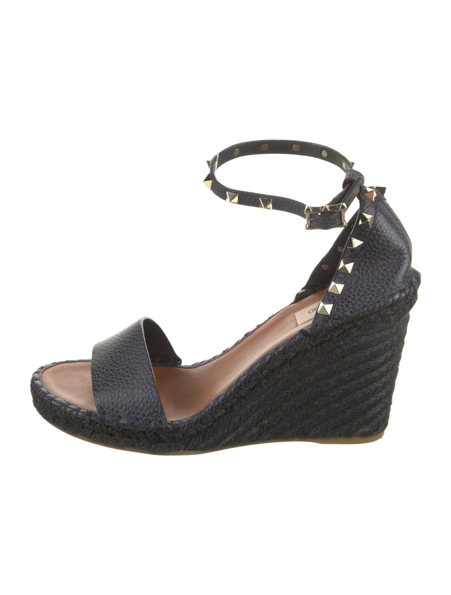 Valentino Rockstud Accents Leather Espadrilles