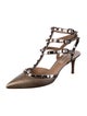 Valentino Rockstud Accents Leather T-Strap Pumps