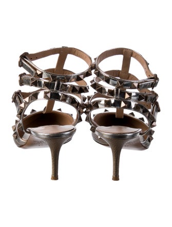 Valentino Rockstud Accents Leather T-Strap Pumps