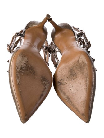Valentino Rockstud Accents Leather T-Strap Pumps