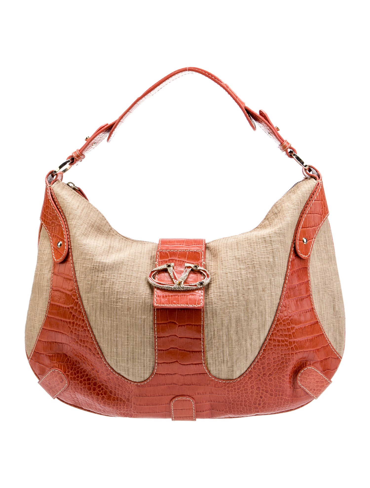 Valentino Embossed Leather Hobo