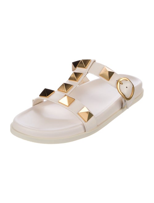 Valentino Rockstud Accents Leather T-Strap Sandals