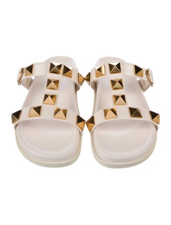 Valentino Rockstud Accents Leather T-Strap Sandals