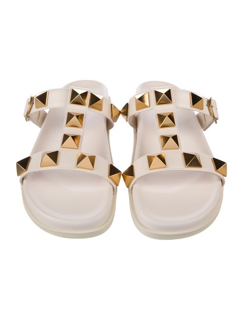 Valentino Rockstud Accents Leather T-Strap Sandals