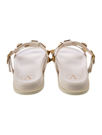 Valentino Rockstud Accents Leather T-Strap Sandals