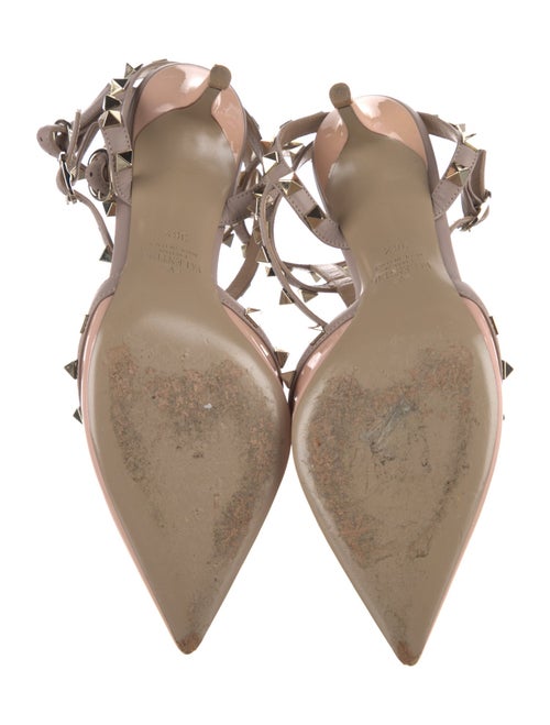 Valentino Rockstud Accents Patent Leather T-Strap Pumps