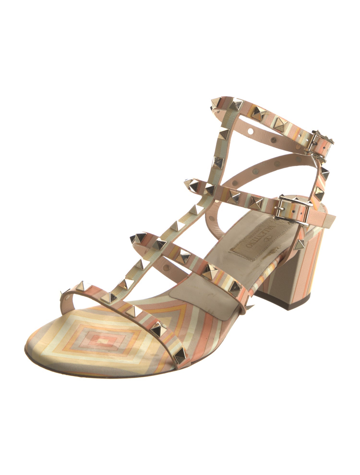 Valentino Rockstud Accents Leather Gladiator Sandals