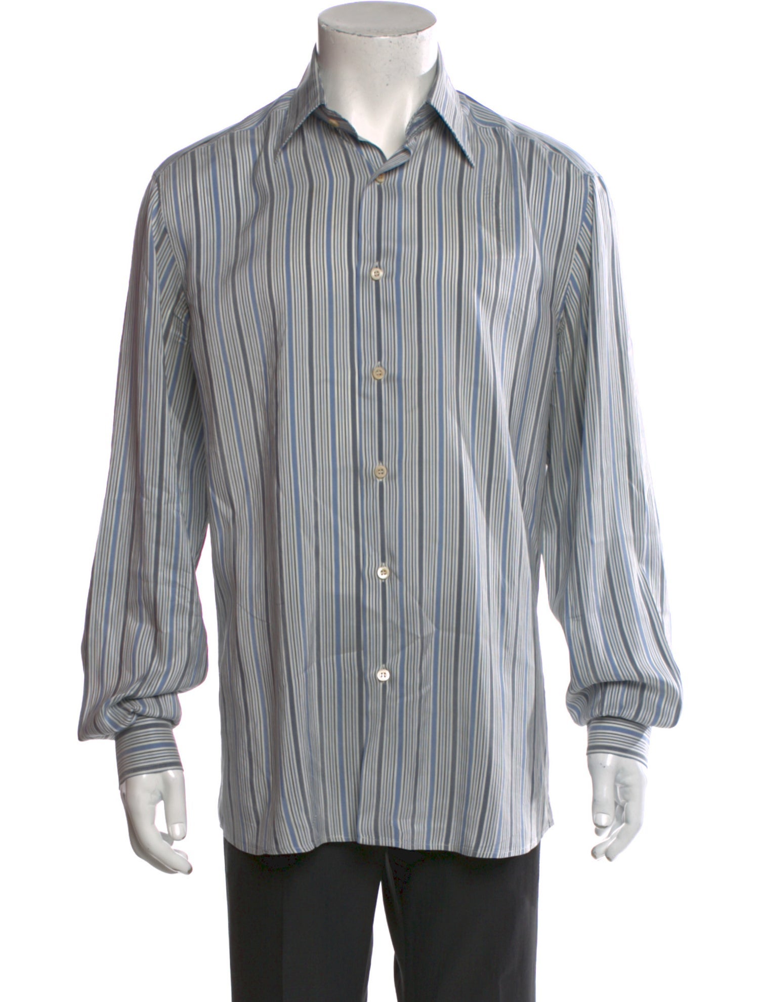 Valentino Striped Long Sleeve Dress Shirt