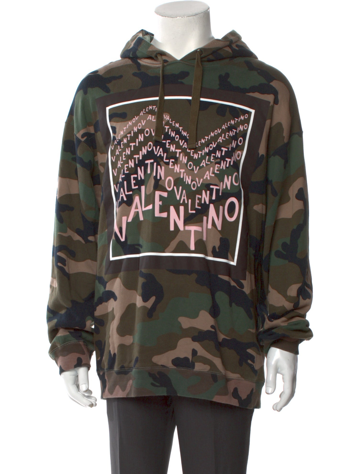 Valentino Camouflage Print V-Neck Hoodie