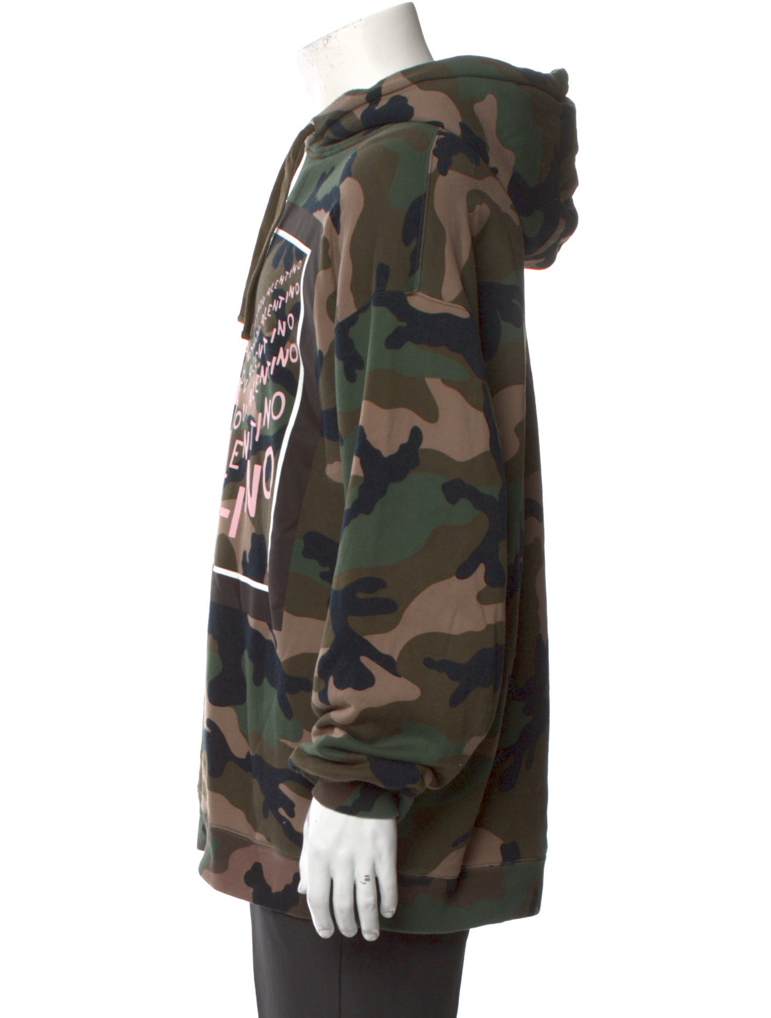 Valentino Camouflage Print V-Neck Hoodie