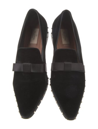 Valentino Rockstud Accents Velvet Loafers