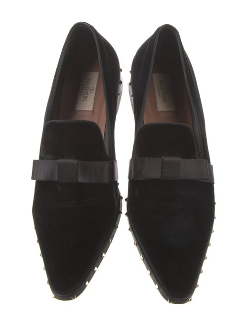 Valentino Rockstud Accents Velvet Loafers