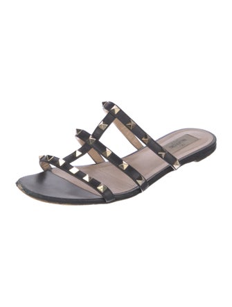Valentino Rockstud Accents Leather Slides