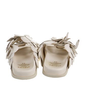 Valentino Leather Floral Print Slides