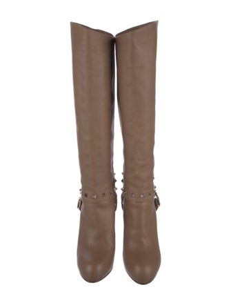 Valentino Rockstud Accents Leather Boots