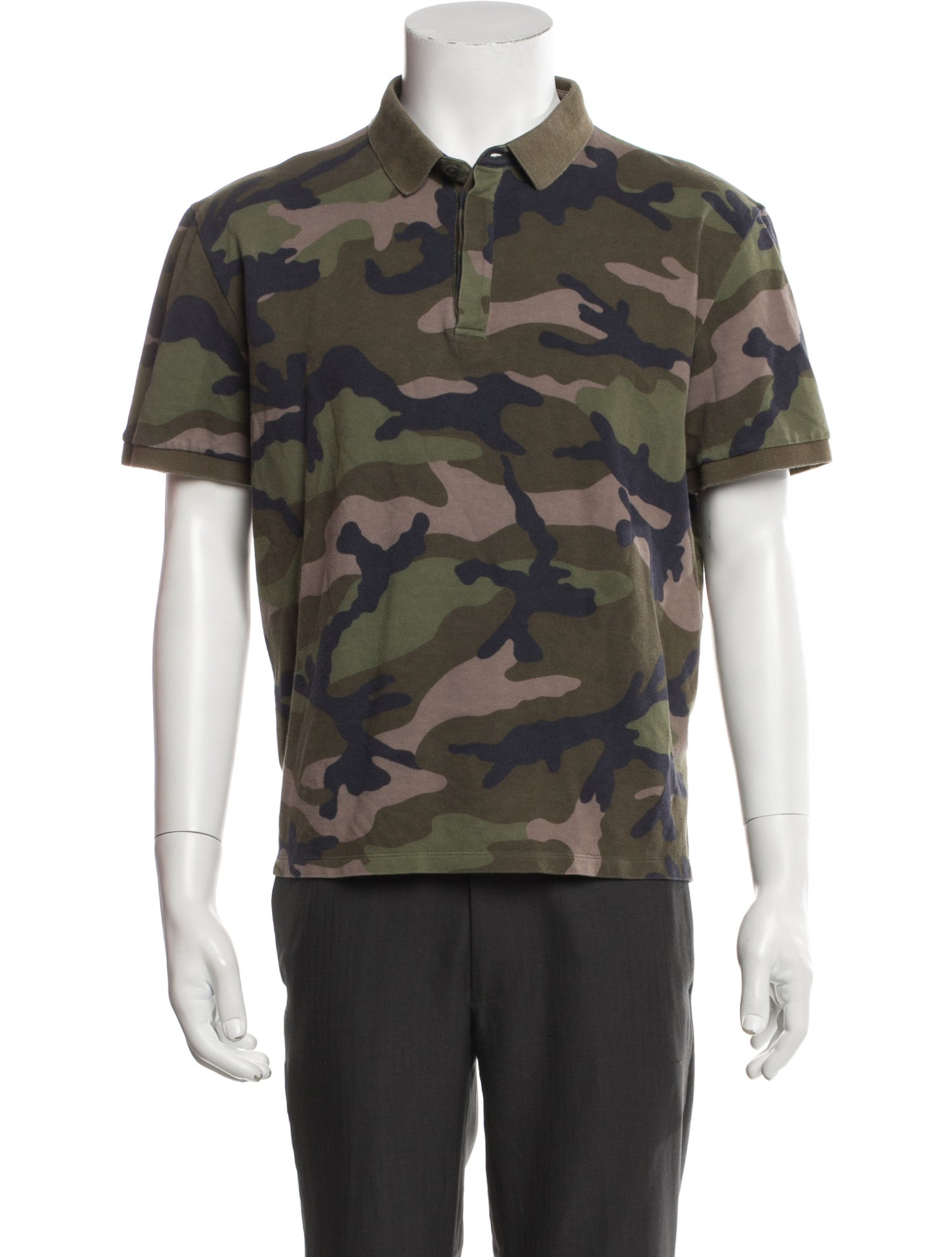 Valentino Camouflage Print Collar Polo Shirt