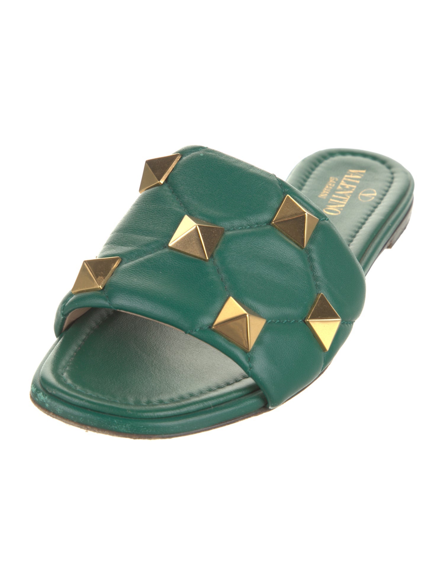 Valentino Rockstud Accents Leather Slides