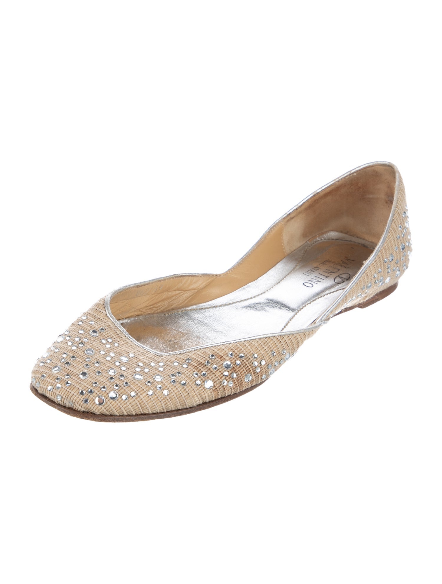 Valentino Raffia Printed D'Orsay Flats