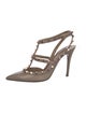 Valentino Rockstud Accents Patent Leather T-Strap Pumps