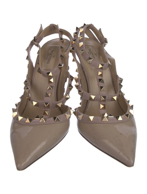 Valentino Rockstud Accents Patent Leather T-Strap Pumps