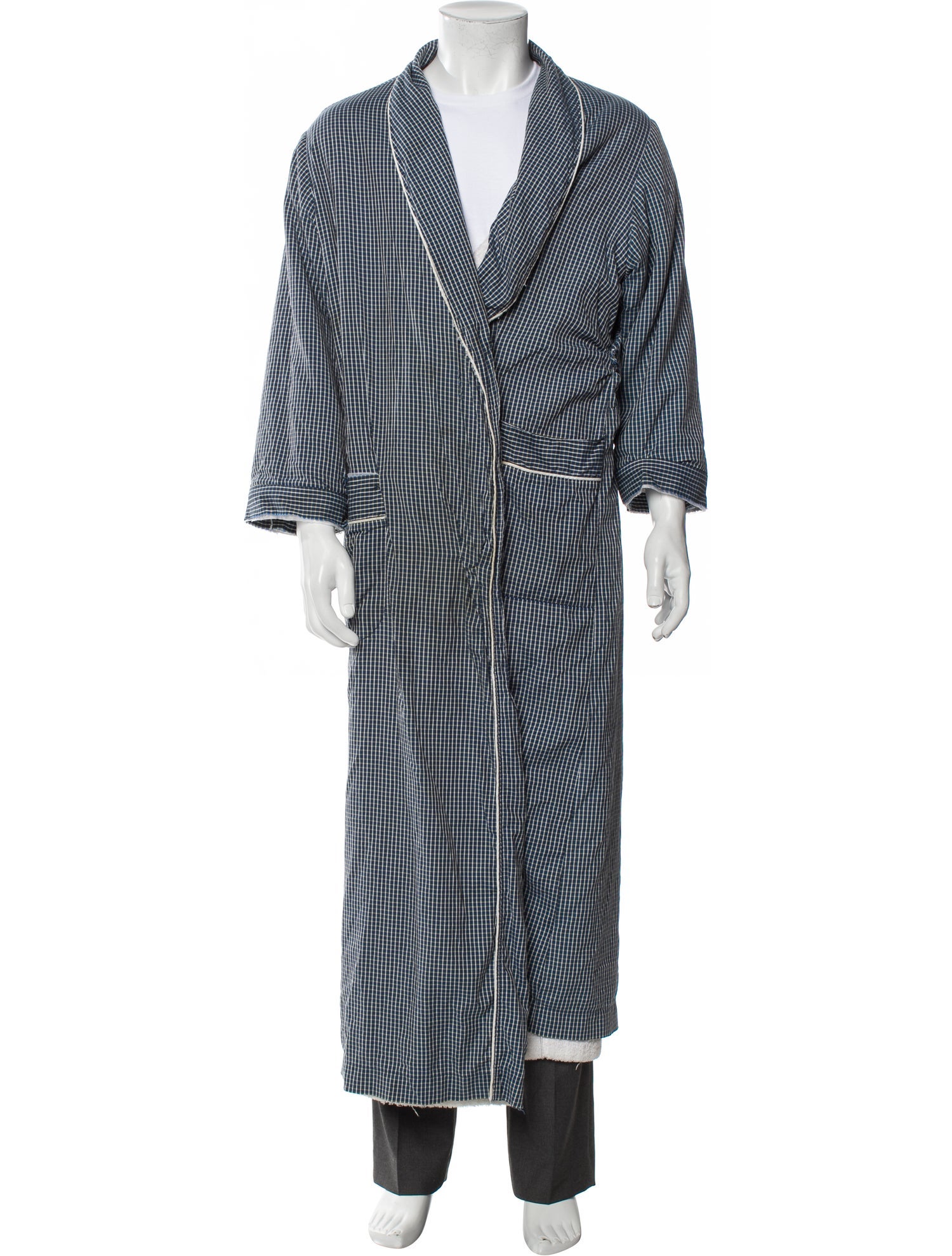 Valentino Striped Raw-Edge Trim Robe