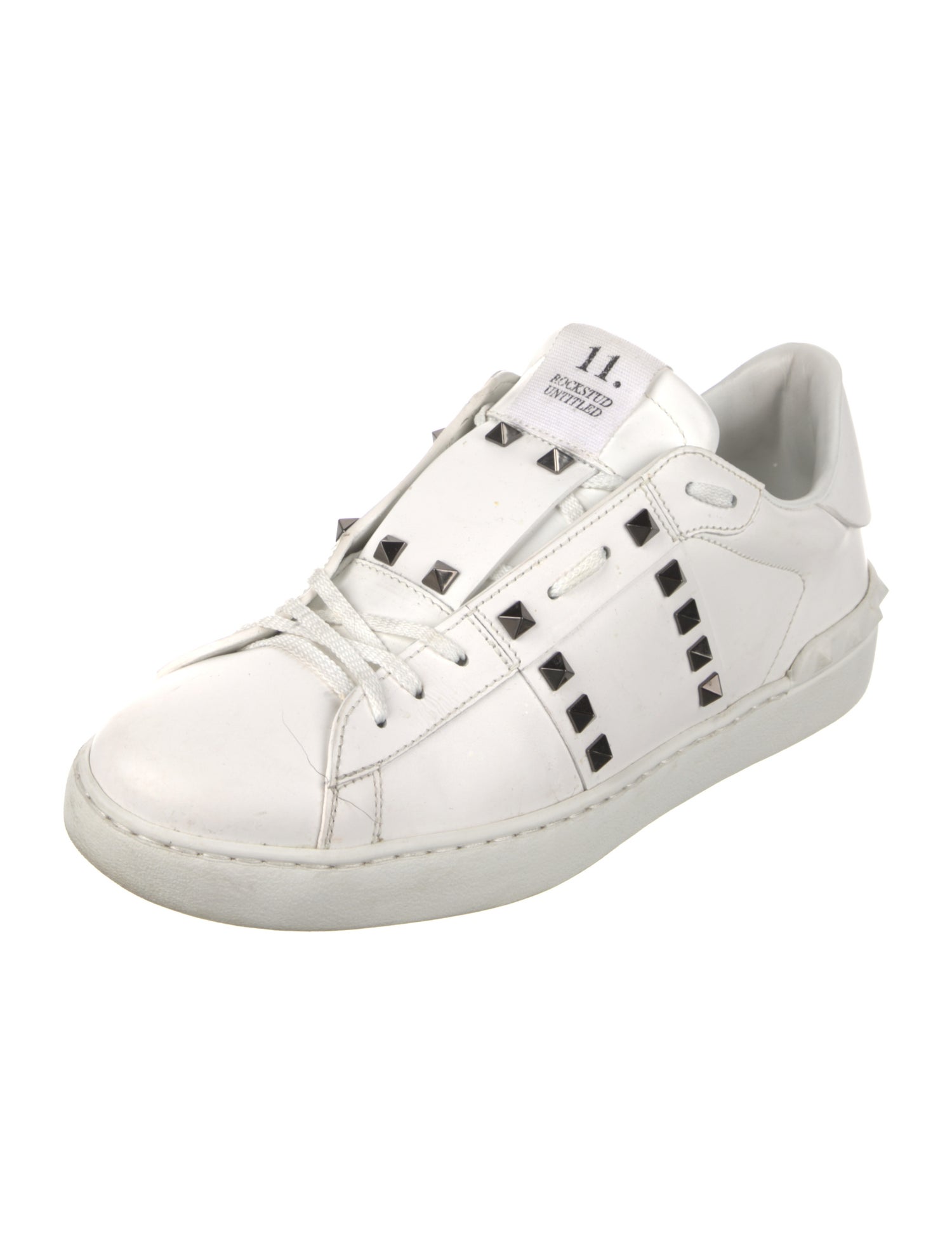 Valentino Rockstud Accents Leather Sneakers
