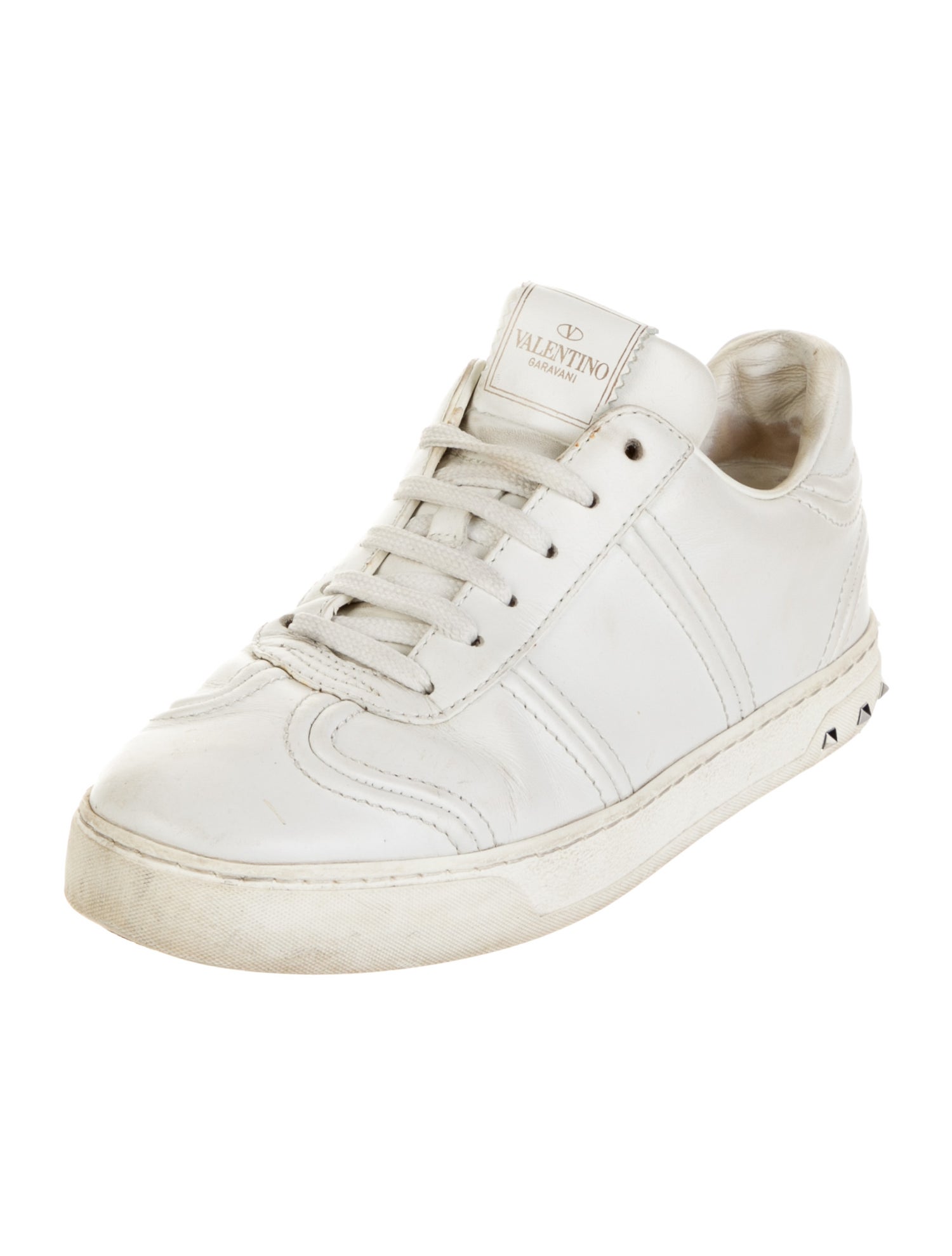 Valentino Rockstud Accents Leather Sneakers