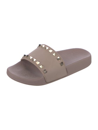 Valentino Rockstud Accents Rubber Slides