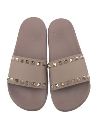 Valentino Rockstud Accents Rubber Slides