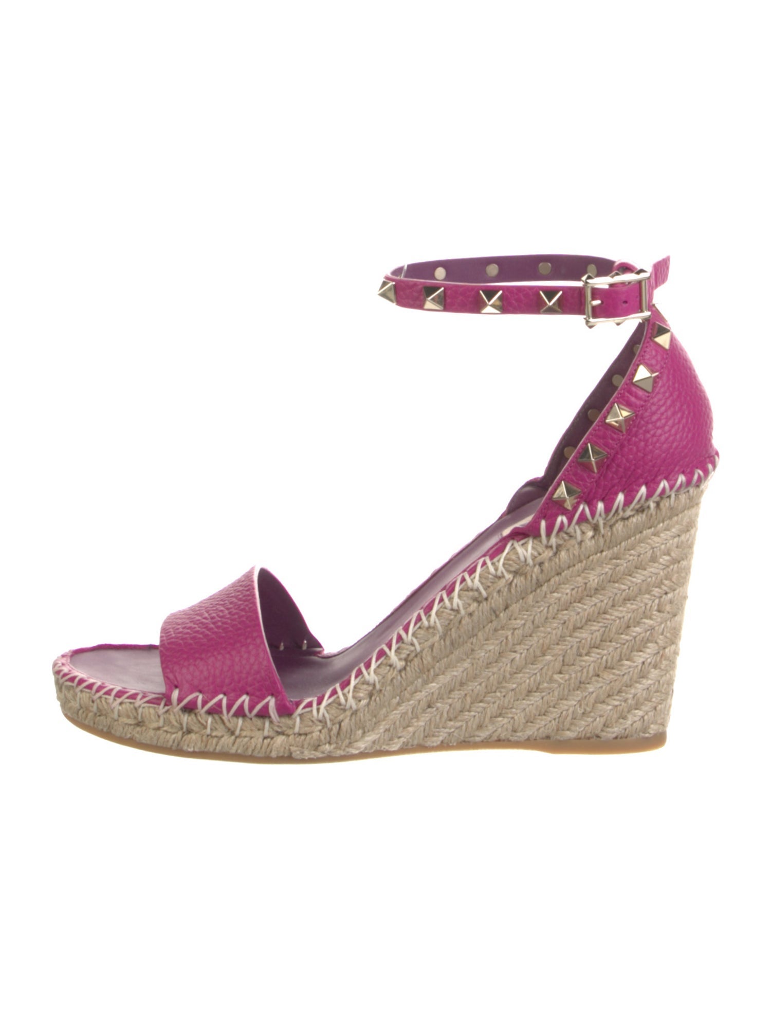 Valentino Rockstud Accents Leather Espadrilles