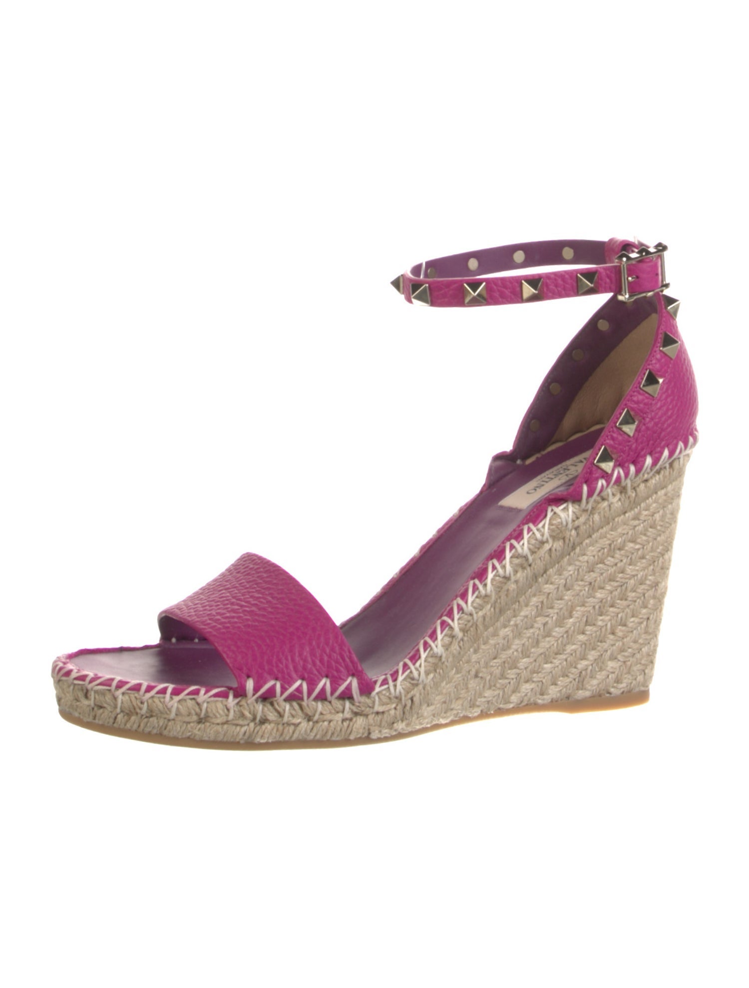 Valentino Rockstud Accents Leather Espadrilles